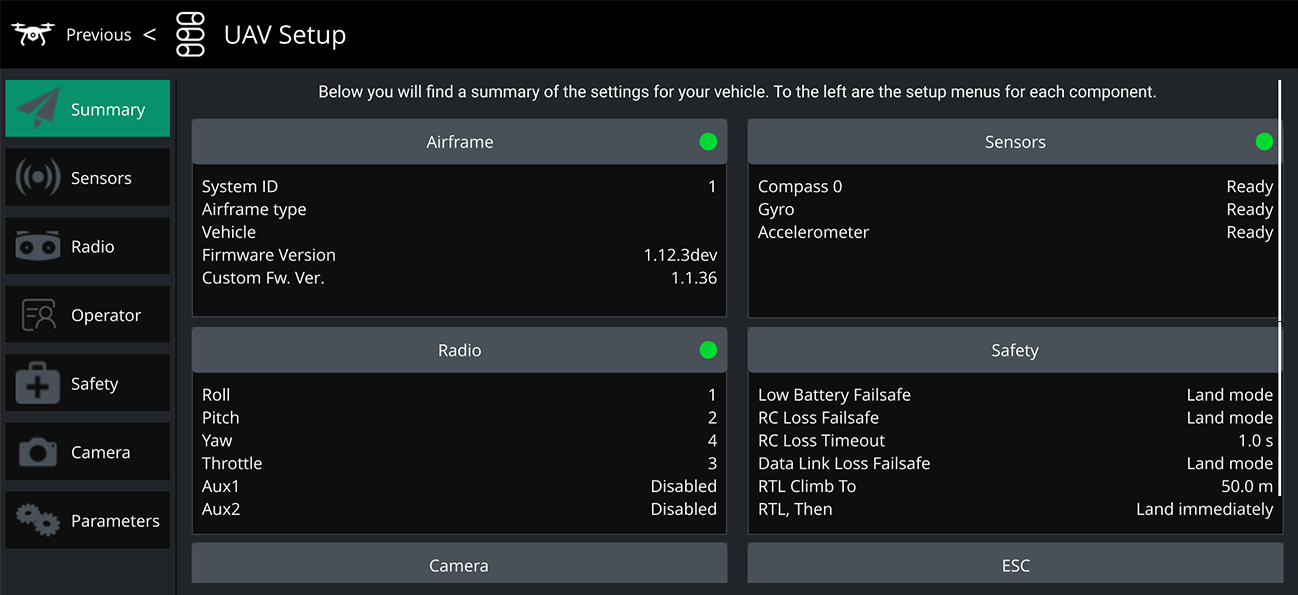 Drone Setup Window